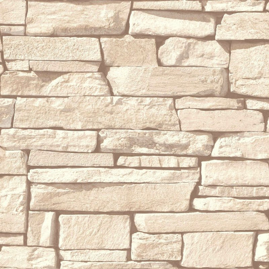 Dax Stone Effect Wallpaper - Natural - Grandeco - 115403Wallpaper199