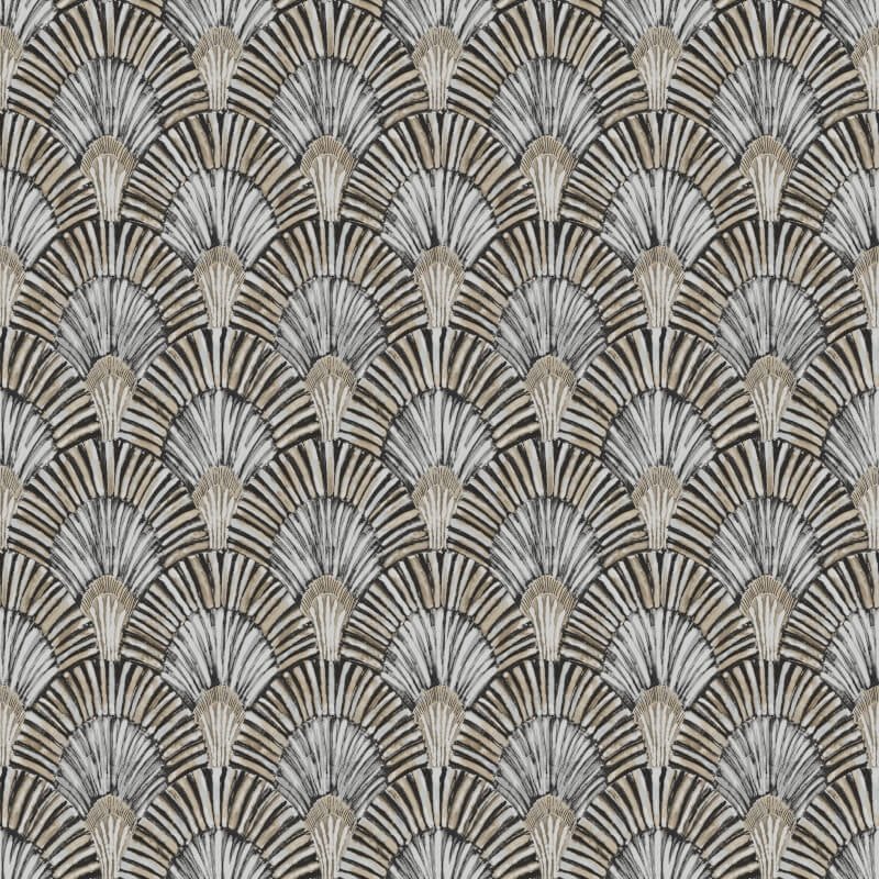 Deco Fan Geometric Metallic Wallpaper - Charcoal/Gold - Grandeco - JF3003Wallpaper199