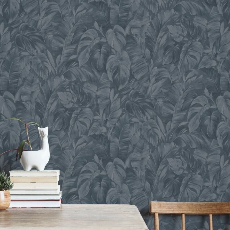 Deliciosa Leaves Wallpaper - Blue - Erismann - 10416 - 08Wallpaper199