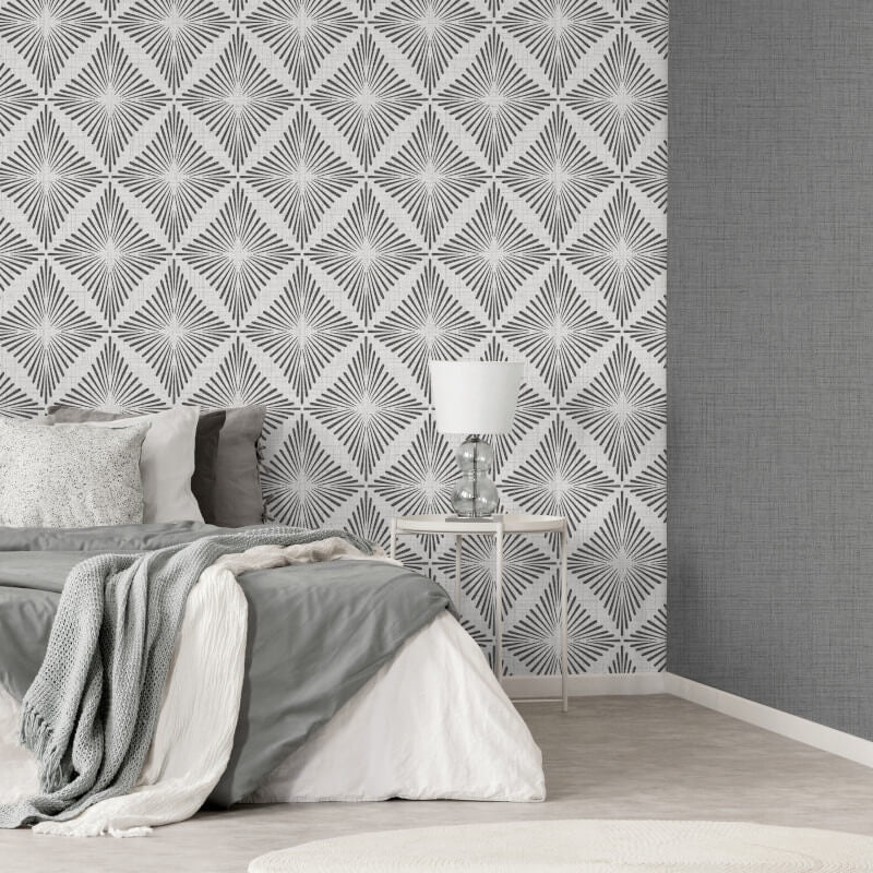 Denver Geometric Diamond Wallpaper - Grey - Fine Décor - FD43747Wallpaper199