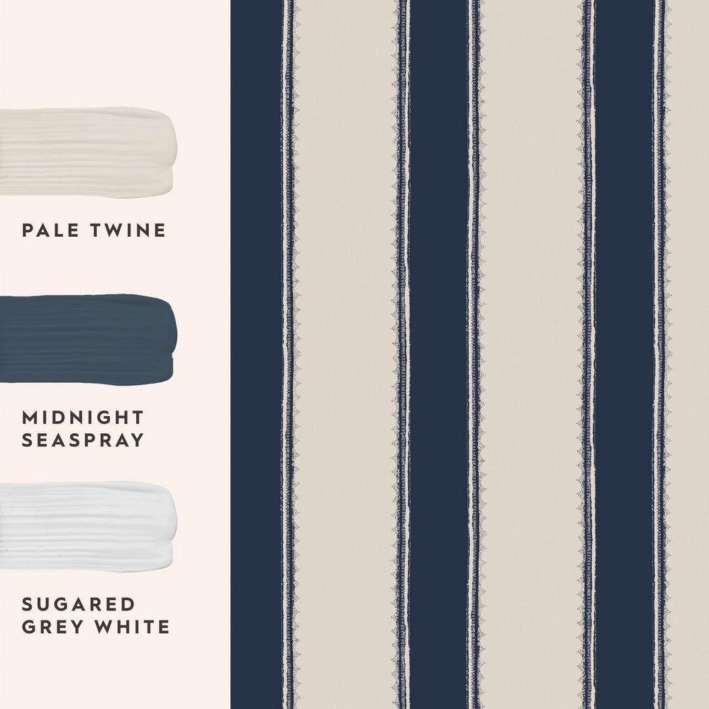 Denwick Stripe Wallpaper - Midnight Seapsray - Laura Ashley - 127404Wallpaper199