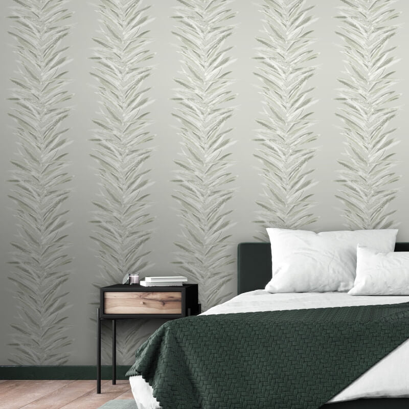 Dhara Large Leaf Metallic Wallpaper - Olive - Muriva - 191502Wallpaper199