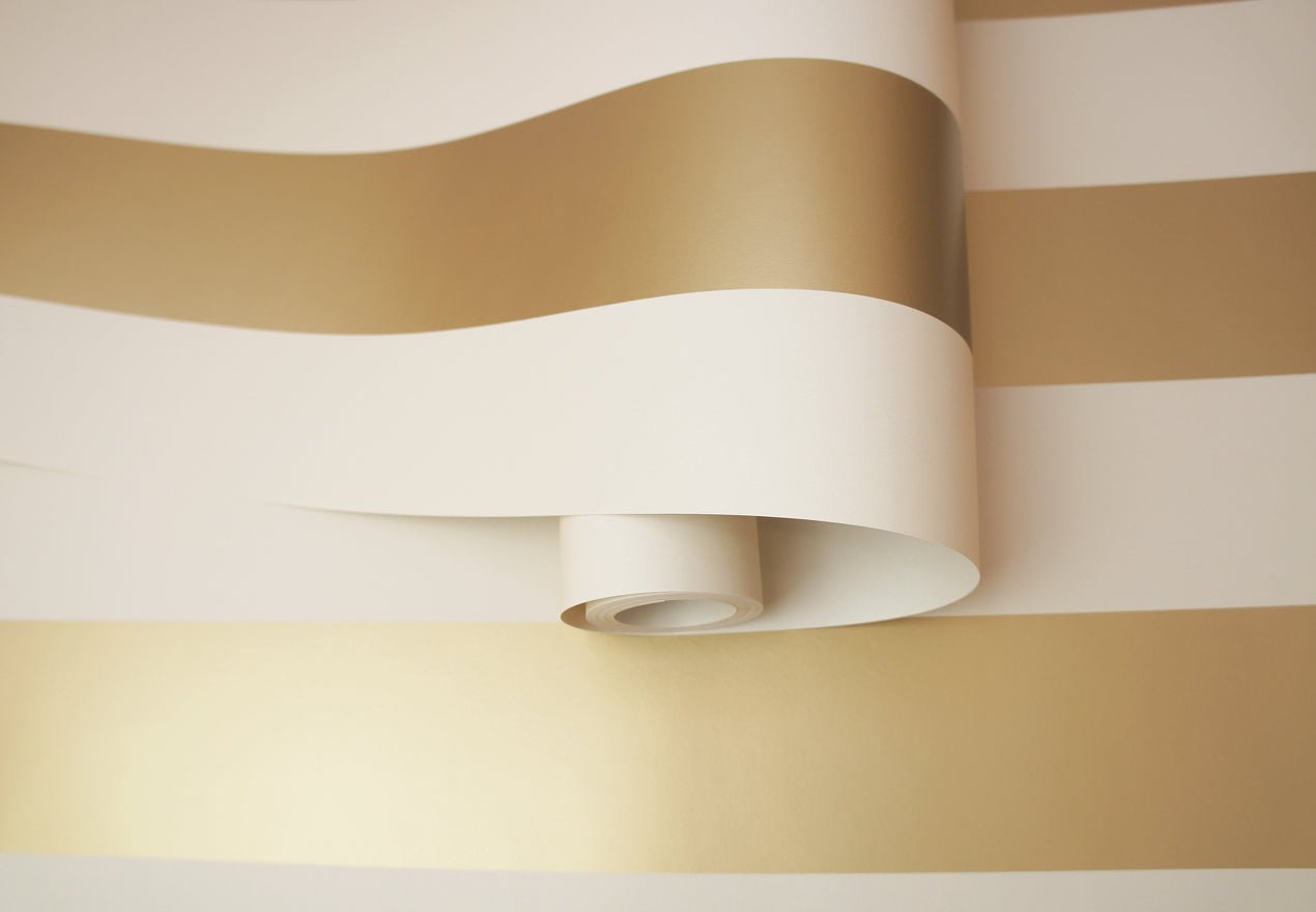 Dillan Stripe Wallpaper - Cream/Gold - Holden Décor - 12761Wallpaper199