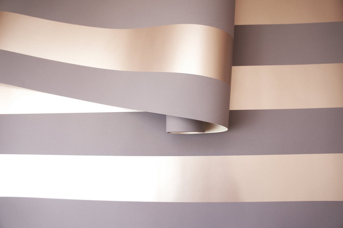 Dillan Stripe Wallpaper - Rosegold/Grey - Holden Décor - 12762Wallpaper199
