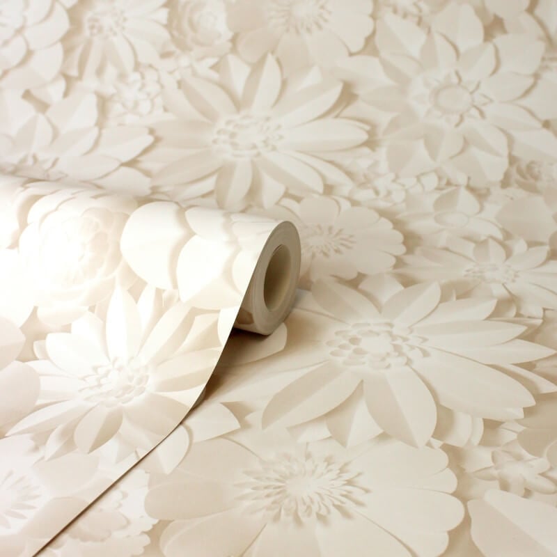 Dimensions 3D Effect Floral Wallpaper - Natural - Fine Décor - FD43604Wallpaper199