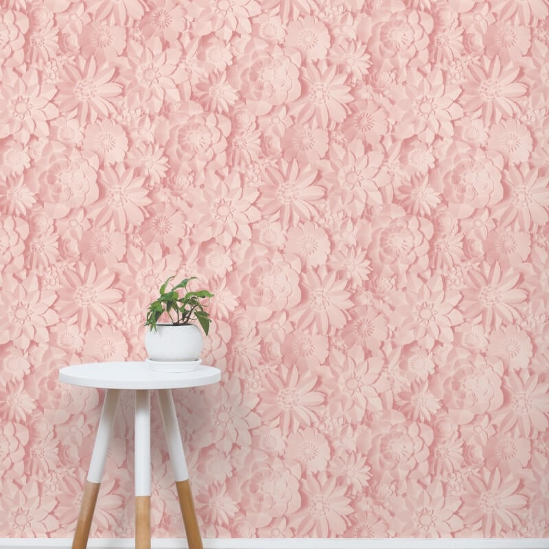 Dimensions 3D Effect Floral Wallpaper - Rose Pink - Fine Décor - FD42555Wallpaper199