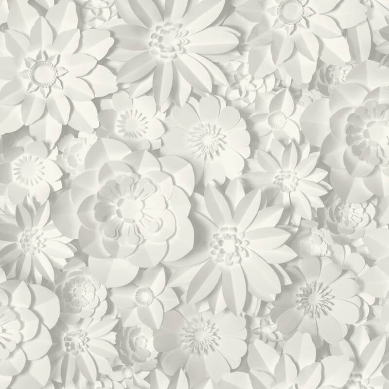 Dimensions 3D Effect Floral Wallpaper - White/Grey - Fine Décor - FD42554Wallpaper199