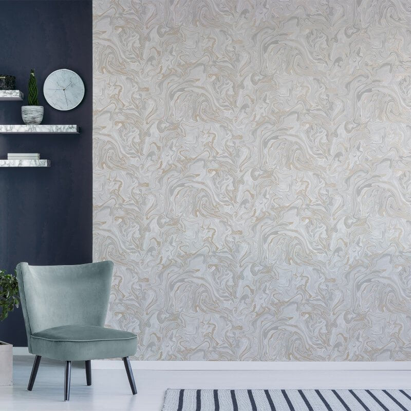 Distinctive Marble Metallic Wallpaper - Natural/Grey - Fine Décor - FD43056Wallpaper199