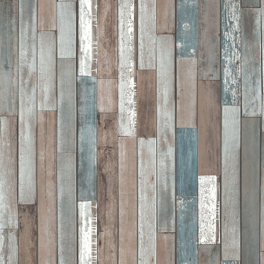 Distinctive Reclaimed Wood Planks Wallpaper - Blue - Fine Décor - FD40888Wallpaper199