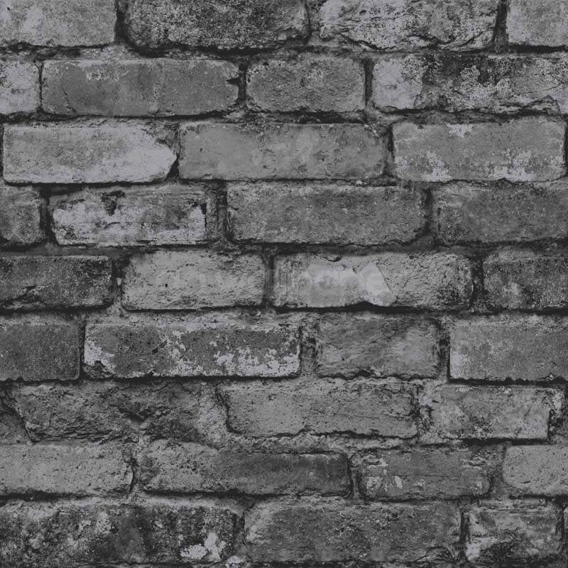Distinctive Rustic Brick Wallpaper - Black/Grey/Silver - Fine Décor - FD31284Wallpaper199