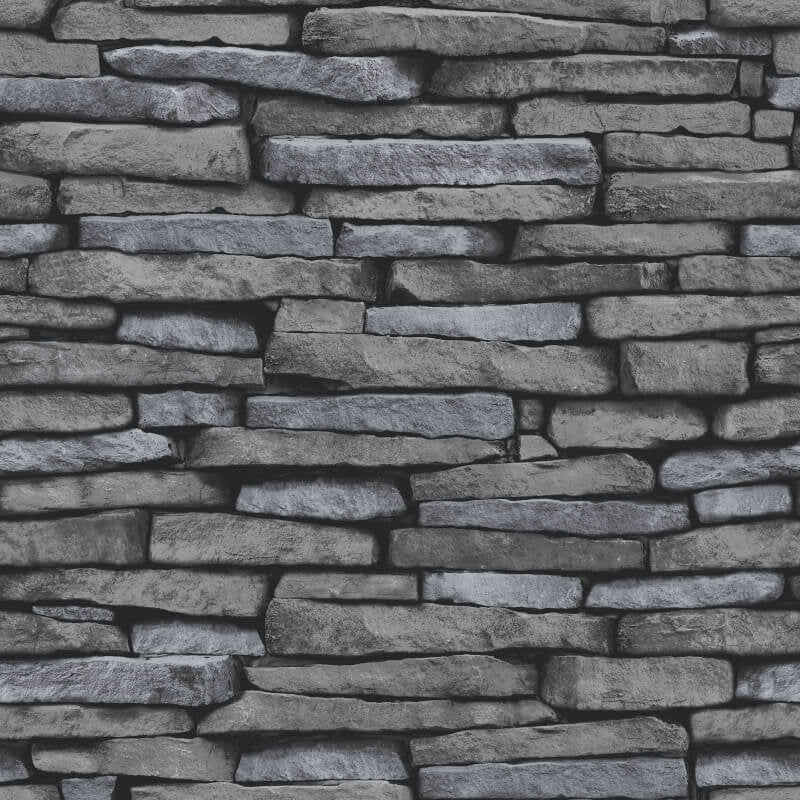 Distinctive Slate Effect Wallpaper - Black/Silver - Fine Décor - FD31291Wallpaper199