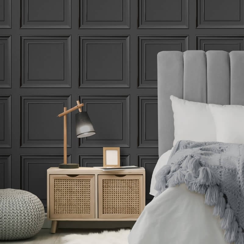 Distinctive Square Panel Wallpaper - Dark Grey - Fine Décor - FD43001Wallpaper199
