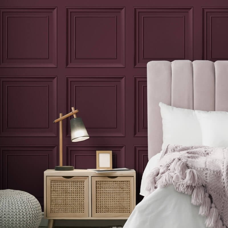 Distinctive Square Panel Wallpaper - Mulberry - Fine Décor - FD43468Wallpaper199