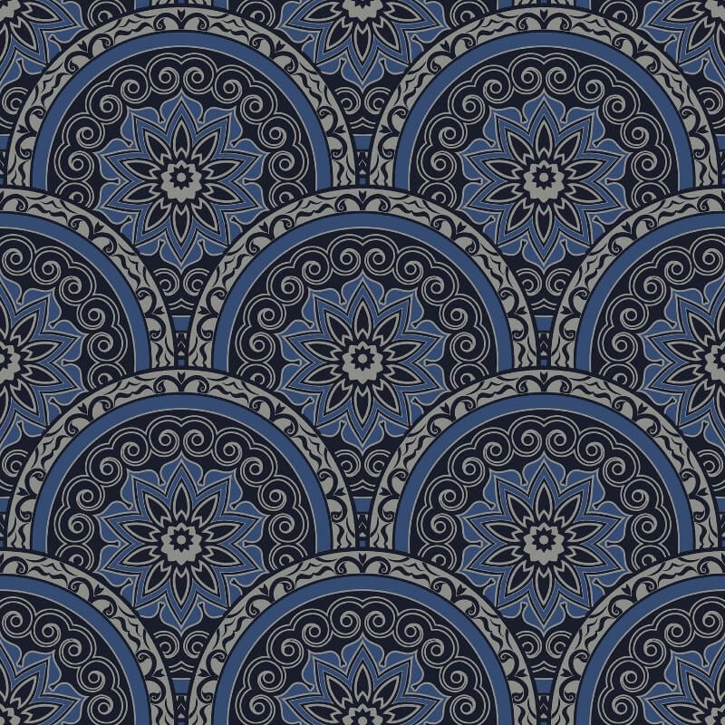 Divine Plates Metallic Wallpaper - Blue - SK Filson - SK10026Wallpaper199