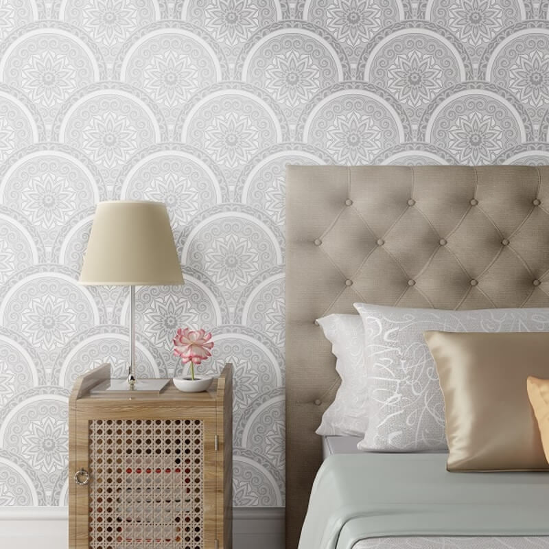 Divine Plates Metallic Wallpaper - Silver - SK Filson - SK10028Wallpaper199