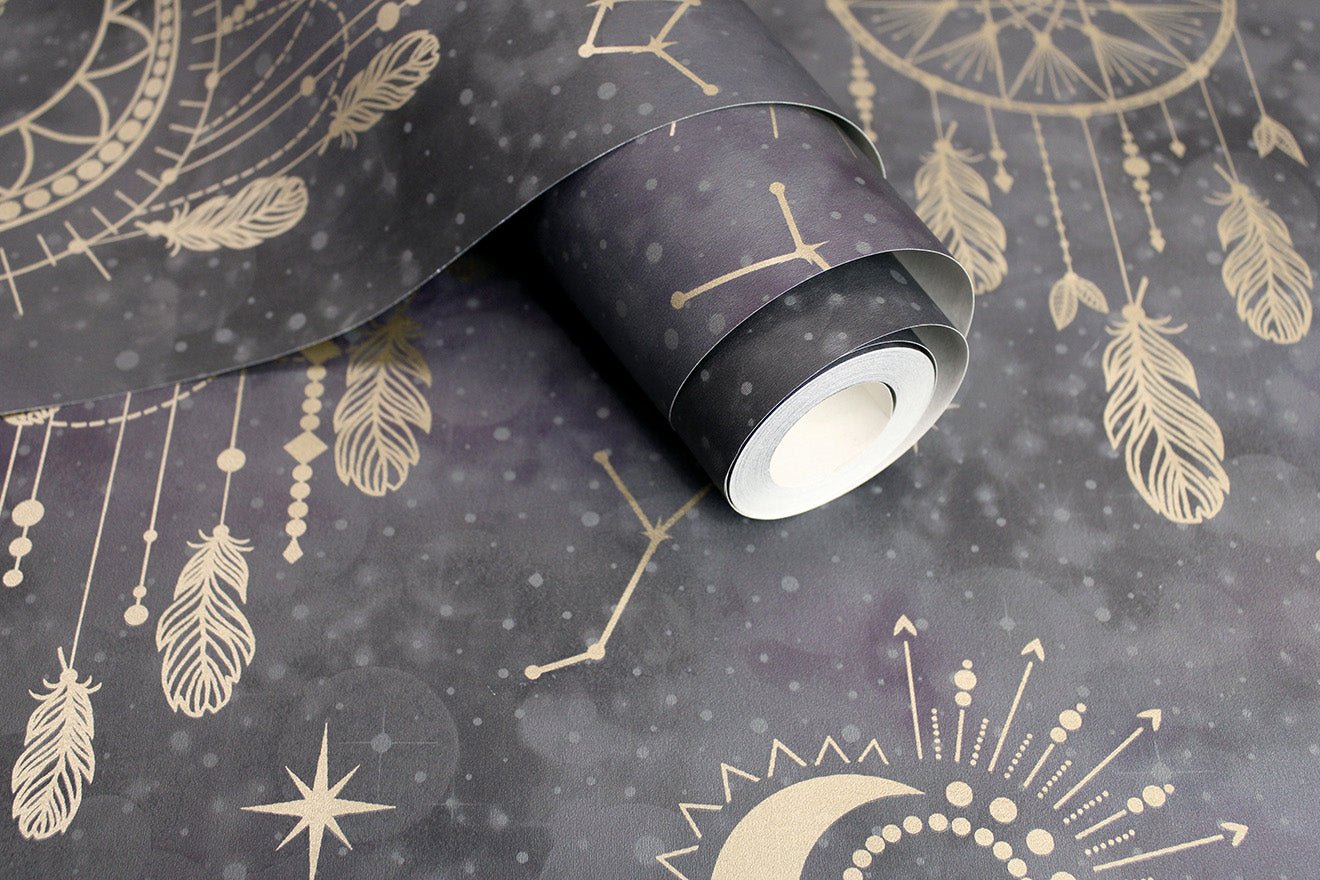 Dreamcatcher Wallpaper - Black/Gold - Holden Décor - 13330Wallpaper199
