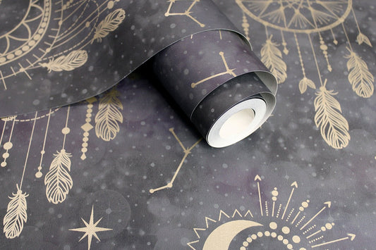 Dreamcatcher Wallpaper - Black/Gold - Holden Décor - 13330Wallpaper199