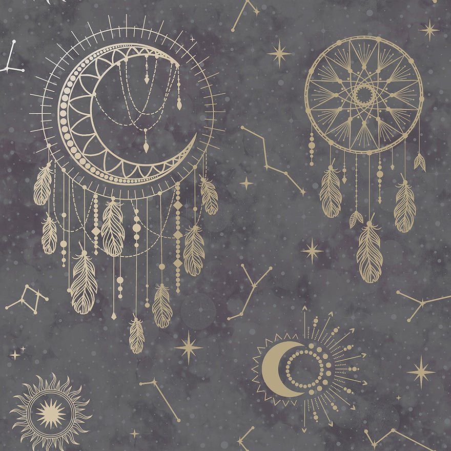 Dreamcatcher Wallpaper - Black/Gold - Holden Décor - 13330Wallpaper199