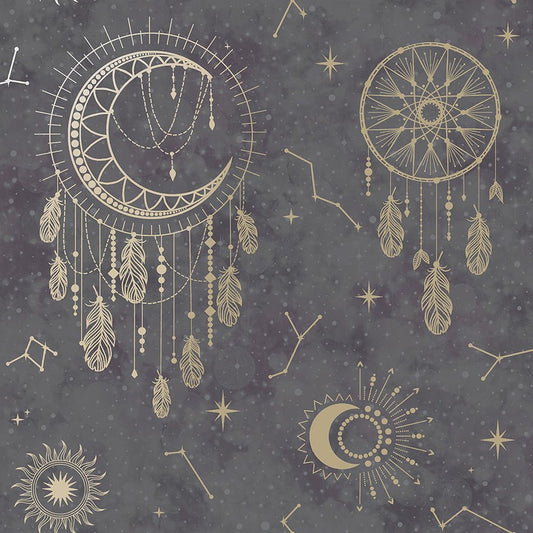 Dreamcatcher Wallpaper - Black/Gold - Holden Décor - 13330Wallpaper199