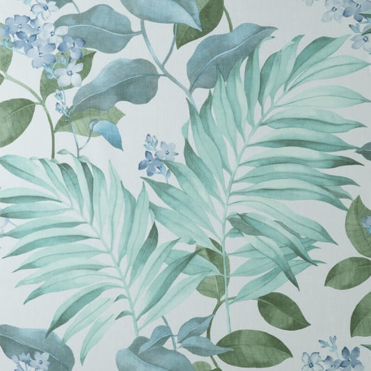 Eden Tropical Leaves Wallpaper - Grey/Blue - Crown - M1651Wallpaper199