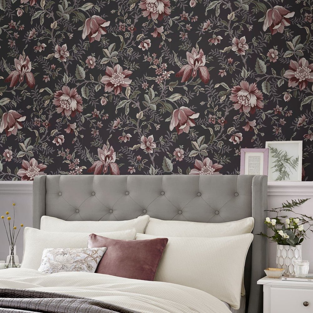 Editas Garden Wallpaper - Charcoal Grey - Laura Ashley - 121090Wallpaper199