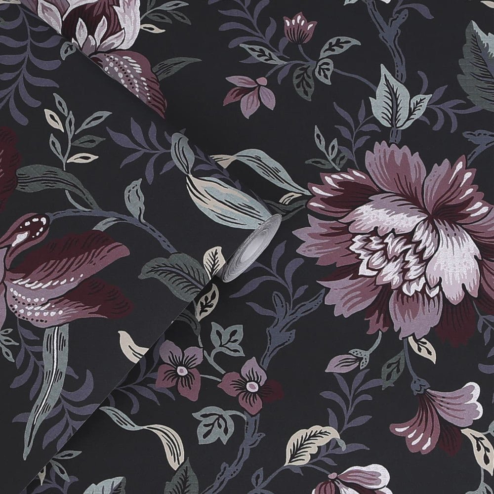 Editas Garden Wallpaper - Charcoal Grey - Laura Ashley - 121090Wallpaper199