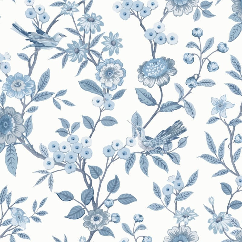 Eleanor Floral Birds Wallpaper - Blue - Fine Décor - FD43447Wallpaper199