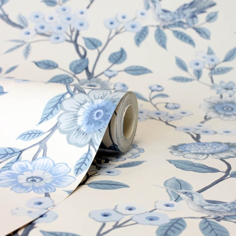 Eleanor Floral Birds Wallpaper - Blue - Fine Décor - FD43447Wallpaper199