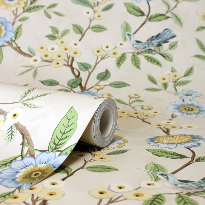 Eleanor Floral Birds Wallpaper - Natural - Fine Décor - FD43448Wallpaper199