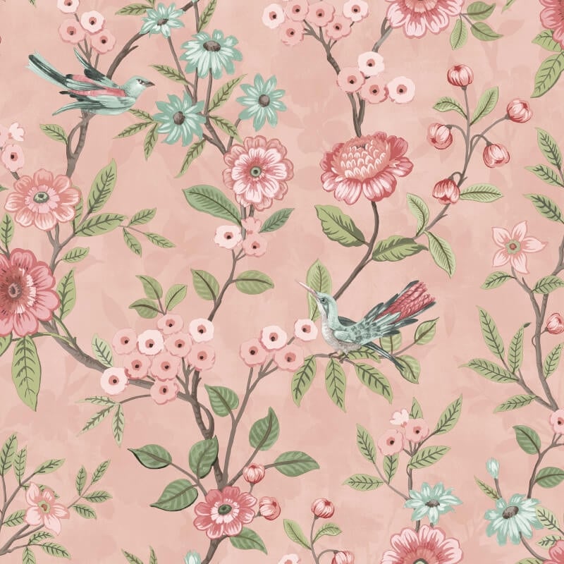 Eleanor Floral Birds Wallpaper - Pink - Fine Décor - FD43445Wallpaper199