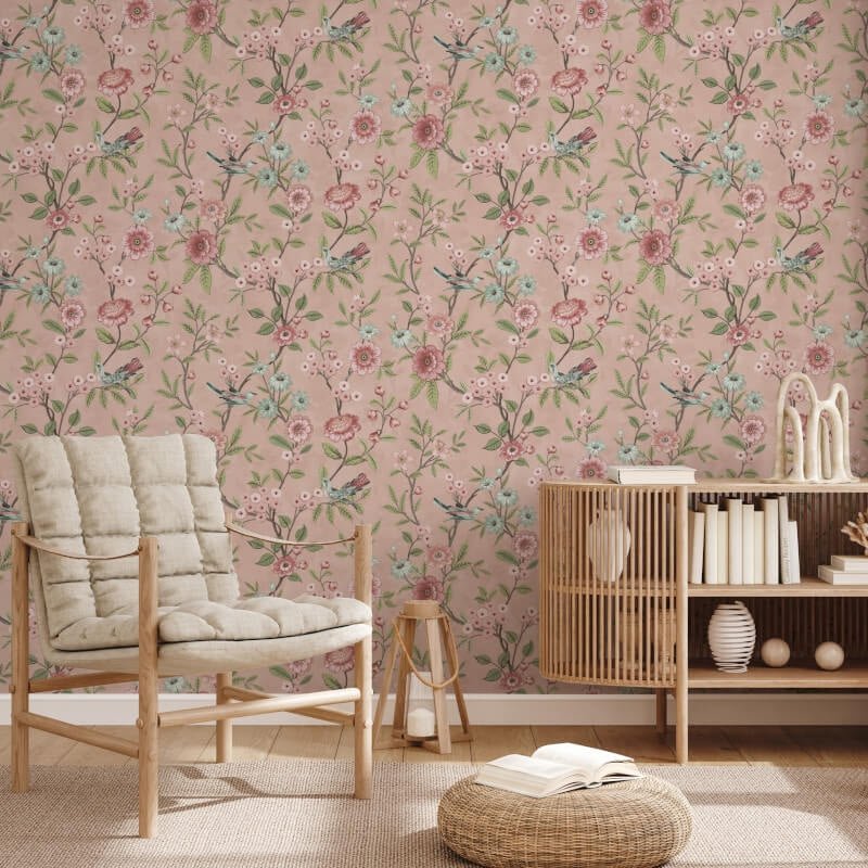 Eleanor Floral Birds Wallpaper - Pink - Fine Décor - FD43445Wallpaper199