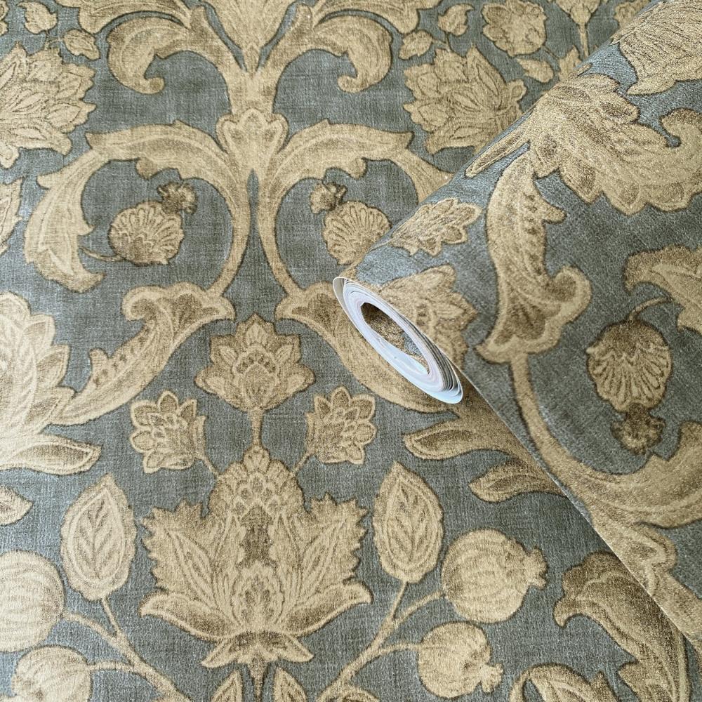 Elegance Damask Wallpaper - Green / Beige - Galerie - DWP0354 - 01Wallpaper199