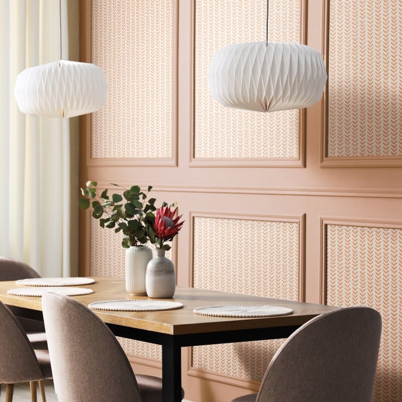 Elegance Ditsy Leaf Stripe Wallpaper - Apricot - Hoopla Walls - HWA1228WWallpaper199