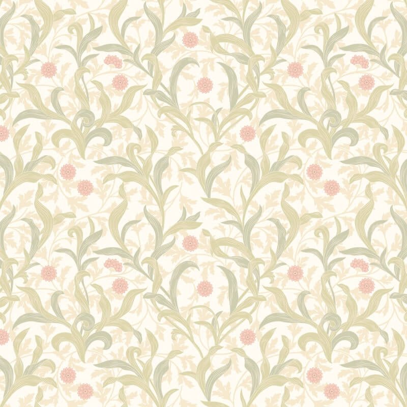 Elegance Floral Trail Wallpaper - Sage/Coral - Hoopla Walls - HWA1264WWallpaper199