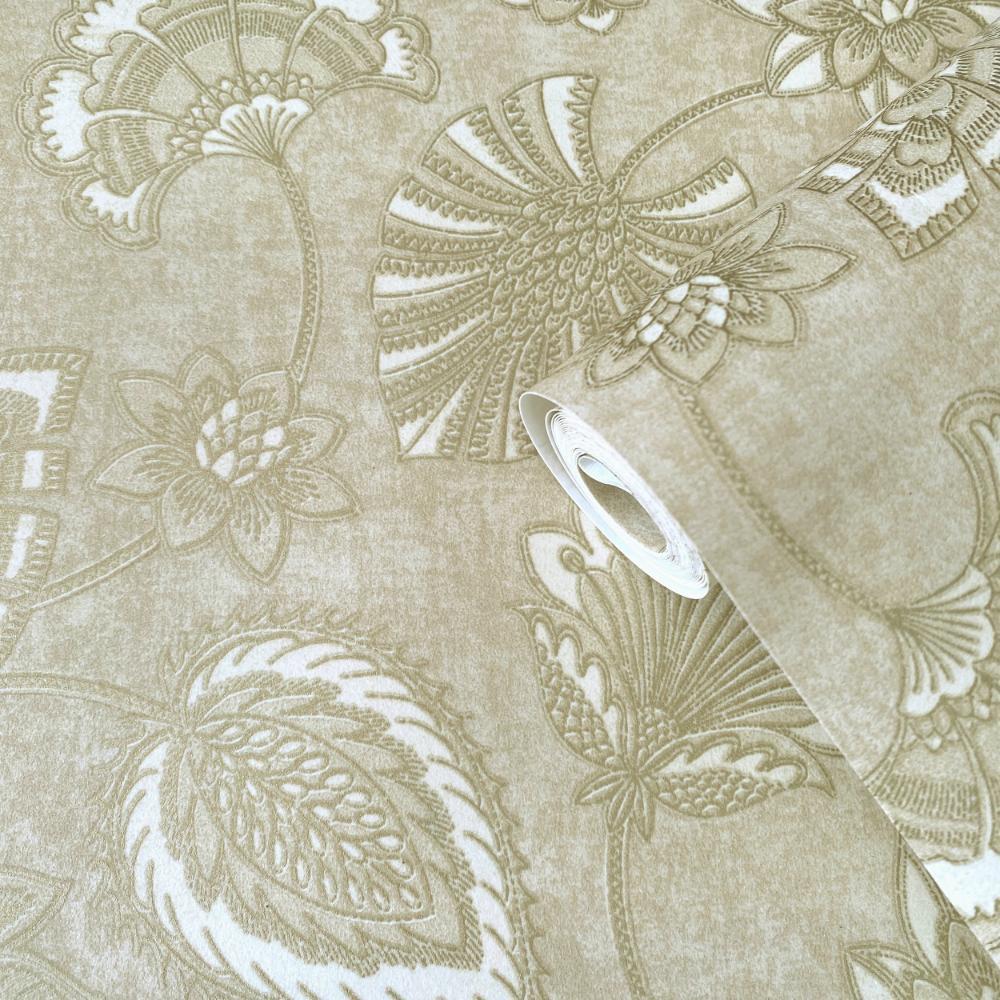 Elegance Flower Fan Wallpaper - Beige - Galerie - DWP0351 - 03Wallpaper199