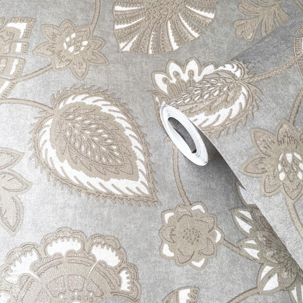 Elegance Flower Fan Wallpaper - Light Silver Grey - Galerie - DWP0351 - 04Wallpaper199
