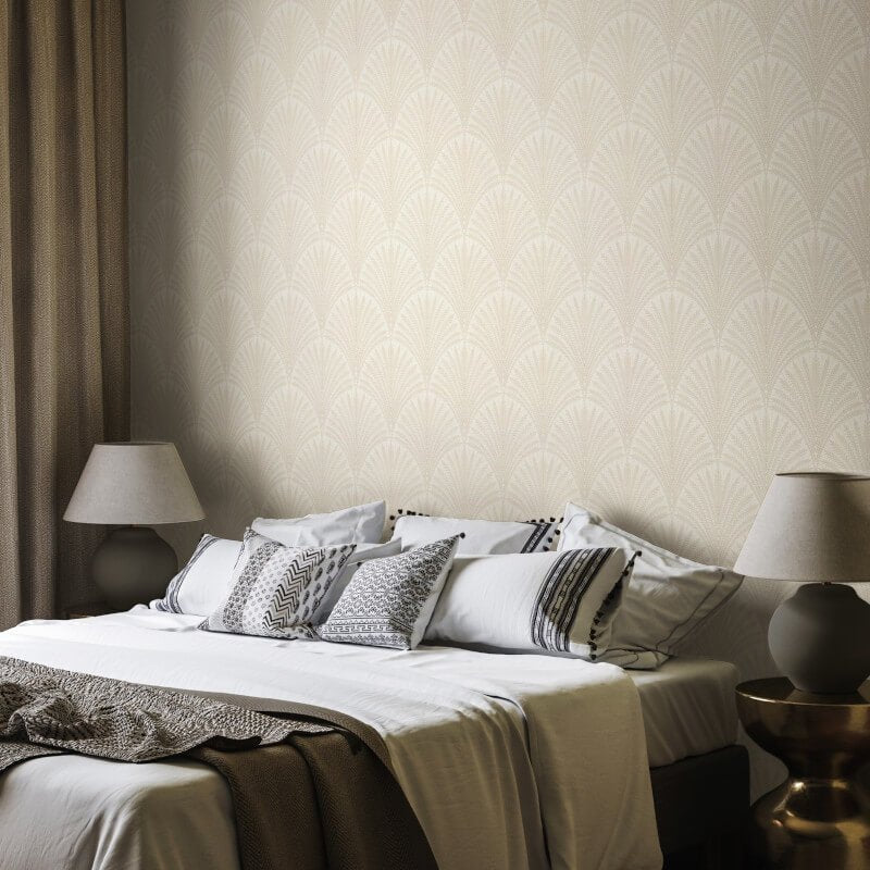 Elegance Leaf Fan Wallpaper - Chalk - Hoopla Walls - HWA1254WWallpaper199