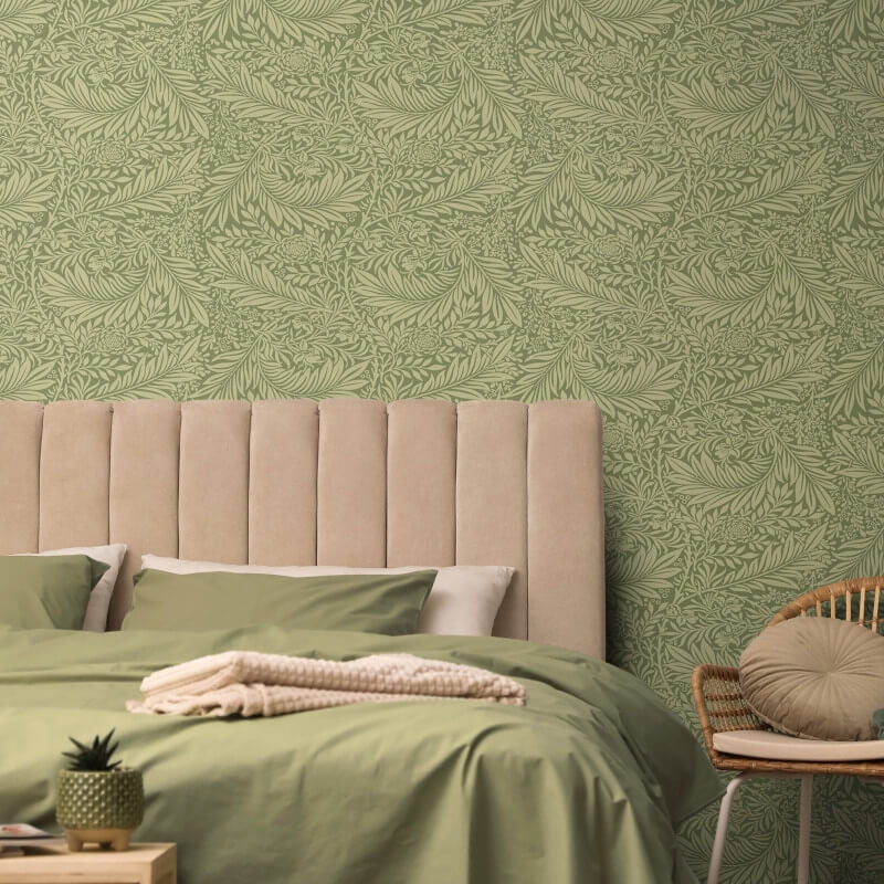 Elegance Leaf Vine Wallpaper - Olivine - Hoopla Walls - HWA1233WWallpaper199