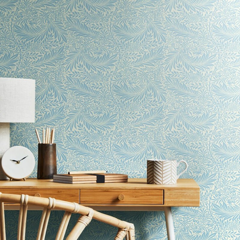 Elegance Leaf Vine Wallpaper - Wedgewood Blue - Hoopla Walls - HWA1230WWallpaper199