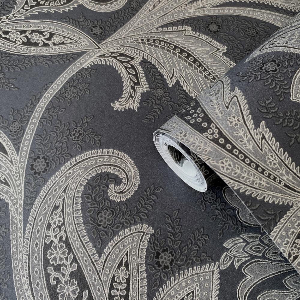 Elegance Paisley Wallpaper - Charcoal / Silver Grey - Galerie - DWP0355 - 05Wallpaper199
