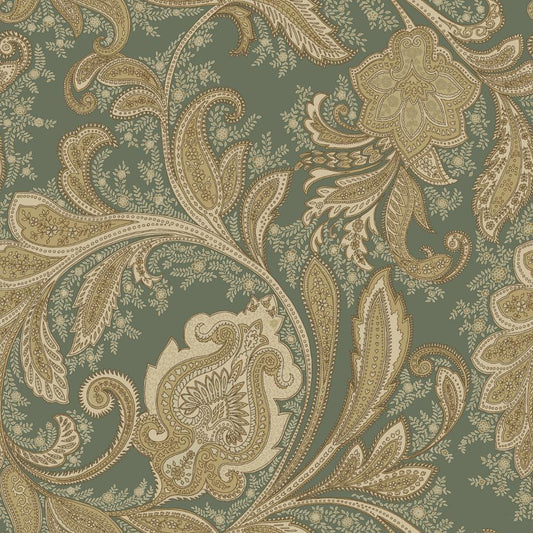 Elegance Paisley Wallpaper - Green / Beige - Galerie - DWP0355 - 01Wallpaper199