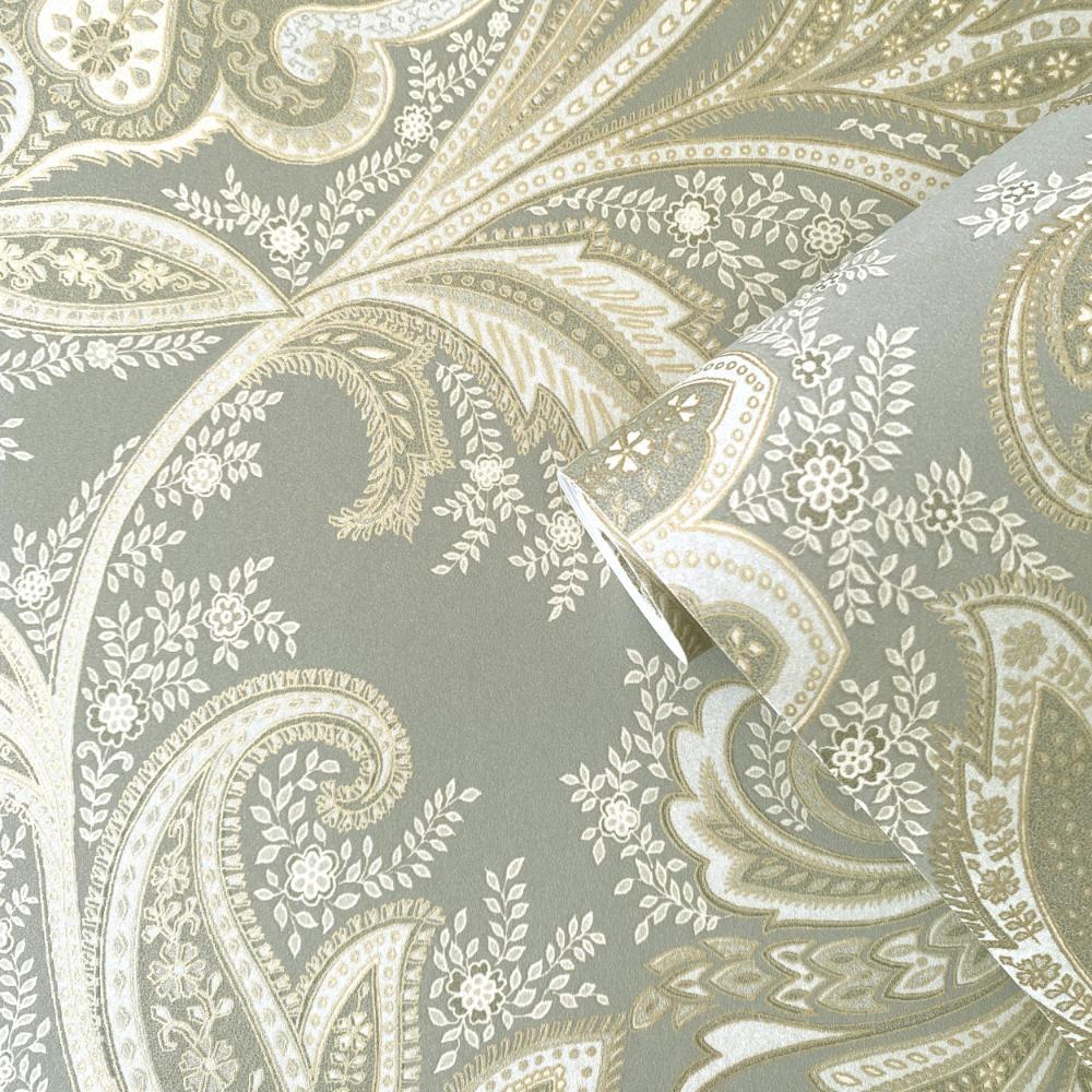 Elegance Paisley Wallpaper - Silver Grey / Beige - Galerie - DWP0355 - 02Wallpaper199