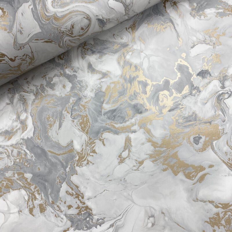 Elixir Marble Metallic Wallpaper - Grey/Gold - Muriva - 166506Wallpaper199