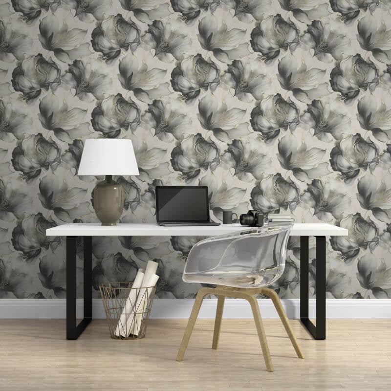 Elysian Floral Metallic Wallpaper - Black/Gold - Muriva - 212502Wallpaper199