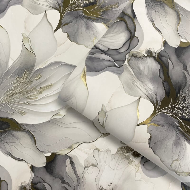 Elysian Floral Metallic Wallpaper - Black/Gold - Muriva - 212502Wallpaper199