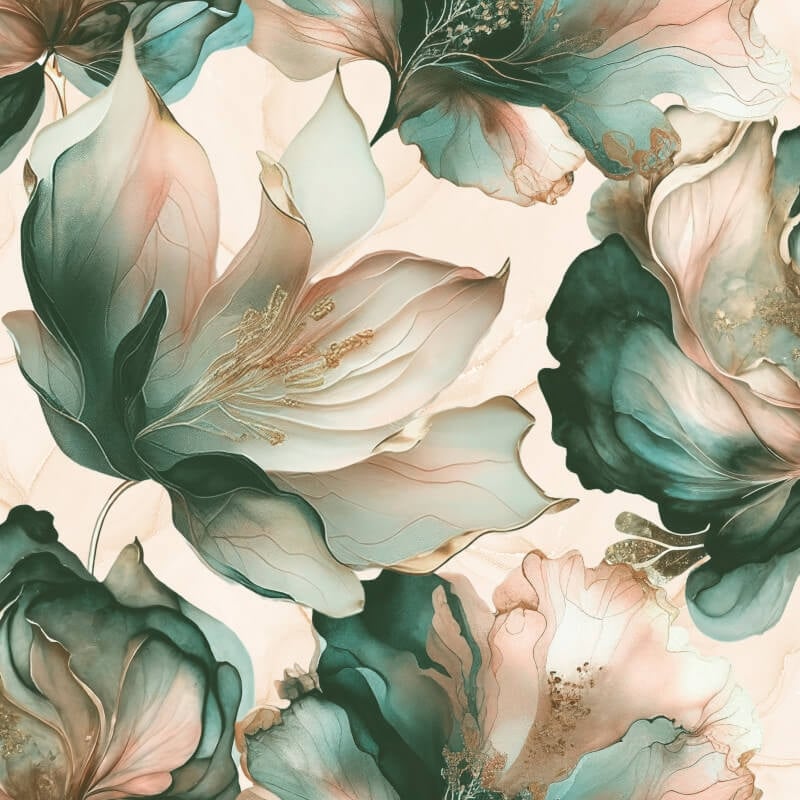 Elysian Floral Metallic Wallpaper - Coral/Teal - Muriva - 212505Wallpaper199