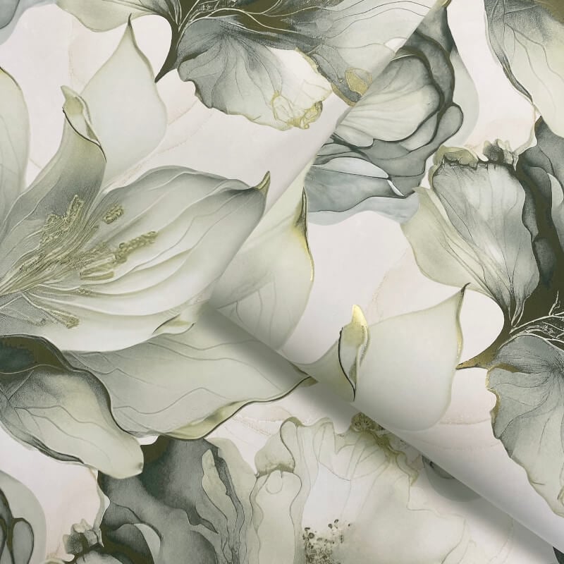 Elysian Floral Metallic Wallpaper - Green/Gold - Muriva - 212503Wallpaper199