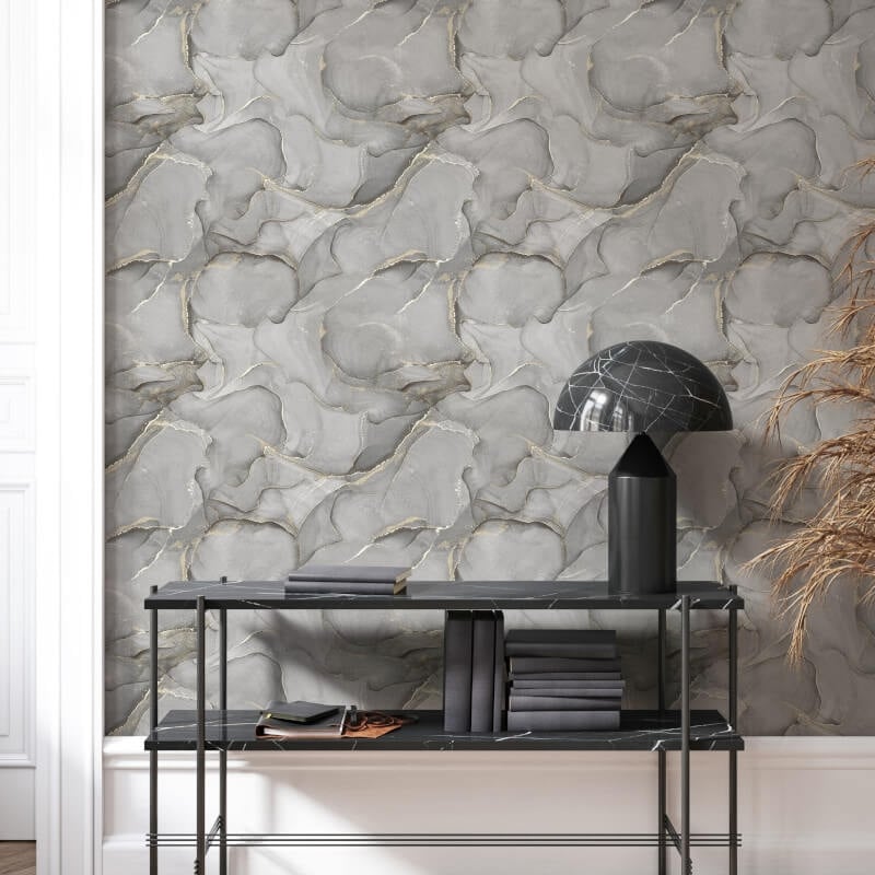 Elysian Marble Metallic Wallpaper - Black/Gold - Muriva - 212512Wallpaper199
