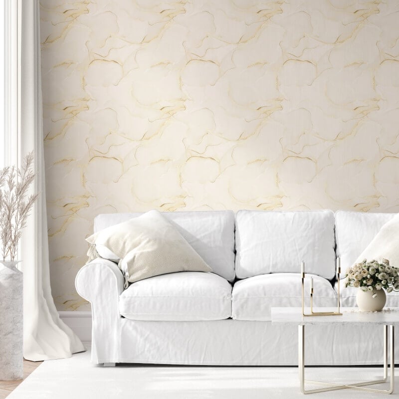 Elysian Marble Metallic Wallpaper - Cream/Gold - Muriva - 212511Wallpaper199