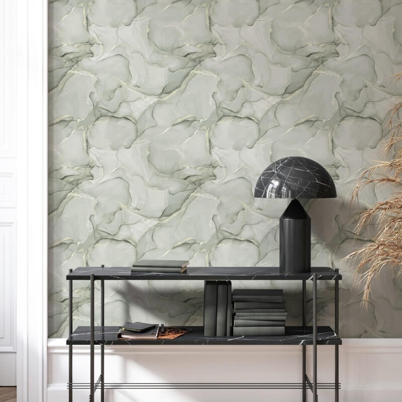 Elysian Marble Metallic Wallpaper - Green/Gold - Muriva - 212513Wallpaper199